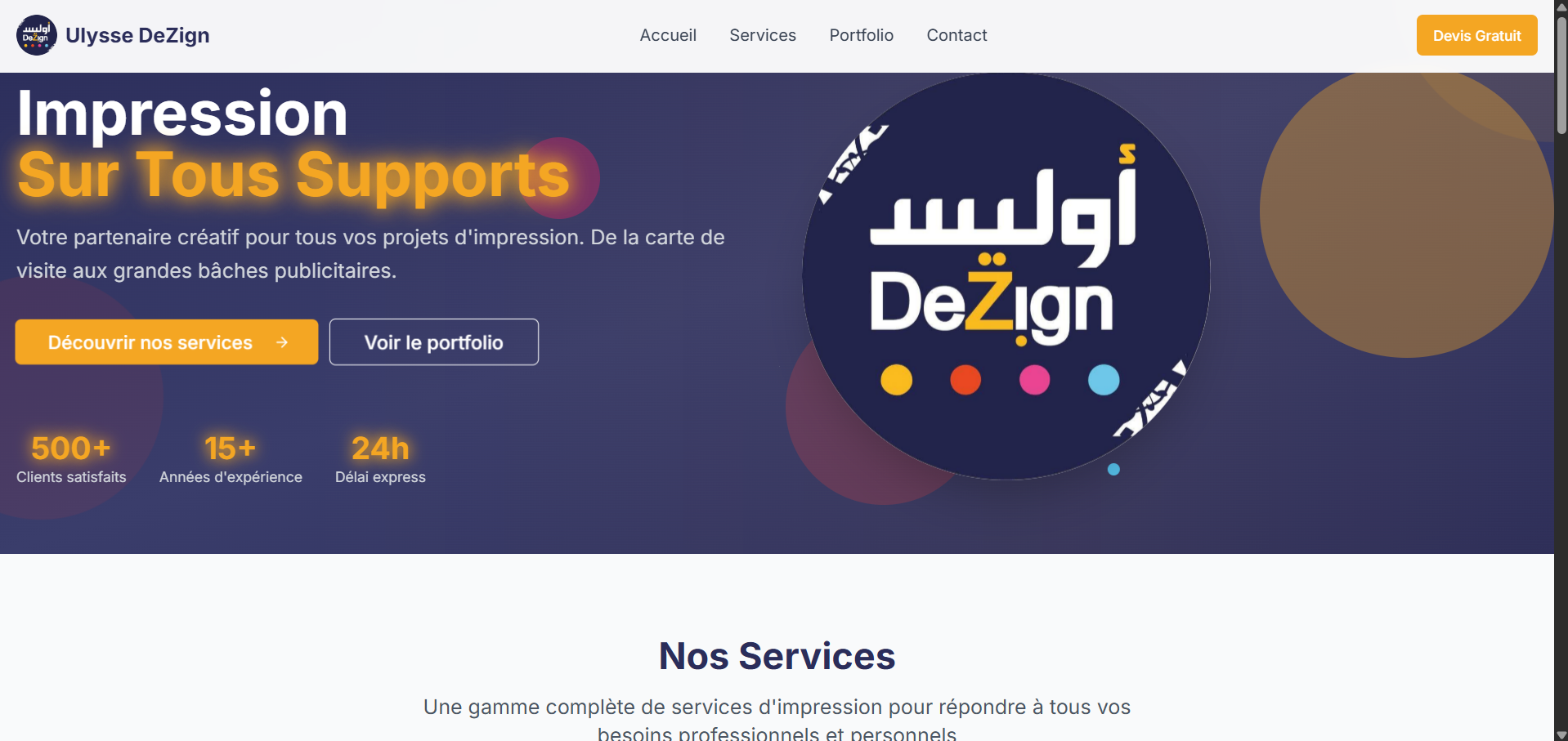 Ulysse DeZign - Creative design agency website with portfolio showcase and service presentation